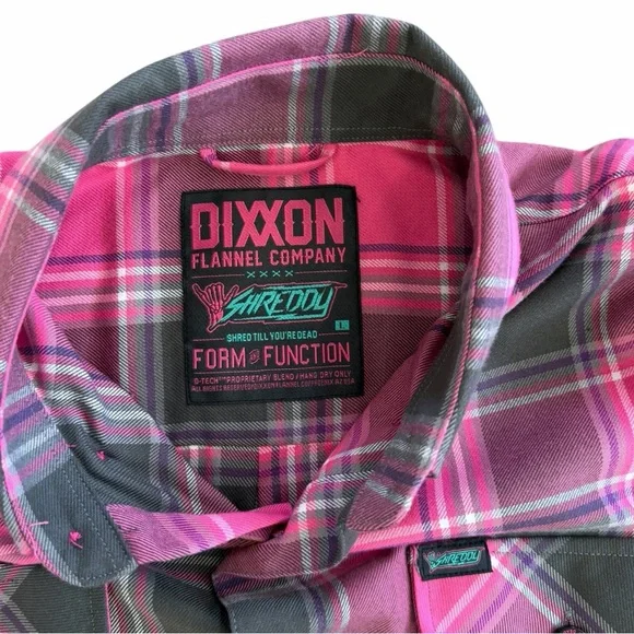 Dixxon x Shreddy Shred Till You're Dead Pink Plaid Flannel Size L